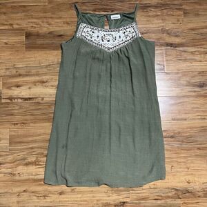 Westport Green Sleeveless Dress with Embroidered Detail